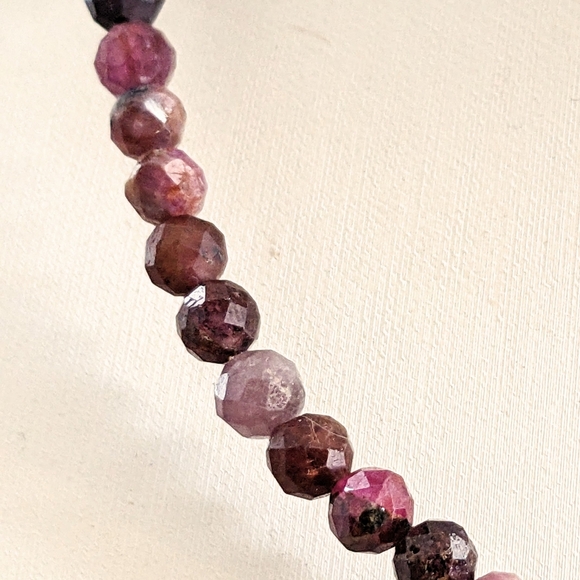 Natural Red And Pink Ruby In Assymetrical Gold Beaded Choker/Necklace - Picture 6 of 9